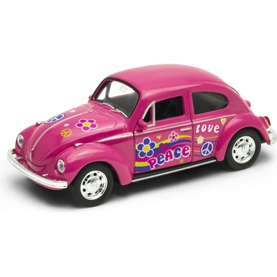 Welly Volkswagen Beetle modelrůžový duhový 1:34