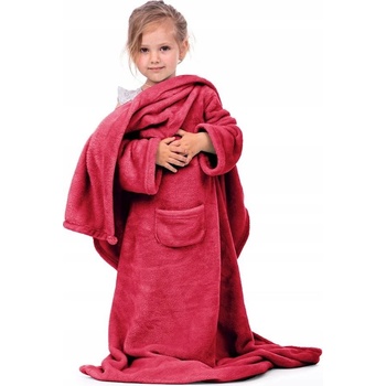 DecoKing Lazy Detská deka s rukávmi červená