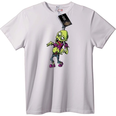 NOONEBRAND Тениска Забавен зомби - 2XL, White