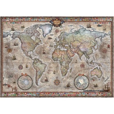 RayWorld Svět - nástěnná mapa Ray World Retro 136 x 92 cm Varianta: bez rámu v tubusu, Provedení: laminovaná mapa v lištách