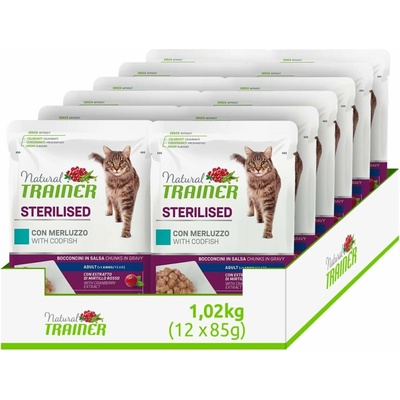 Natural Trainer Cat Sterilised treska 12 x 85 g