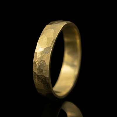 Rock gold yellow leštěný hrubý mat zlatý prsten CR6460