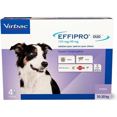 Virbac Effipro Duo spot-on Dog 134 mg M 10-20 kg 4 x 1,34 ml
