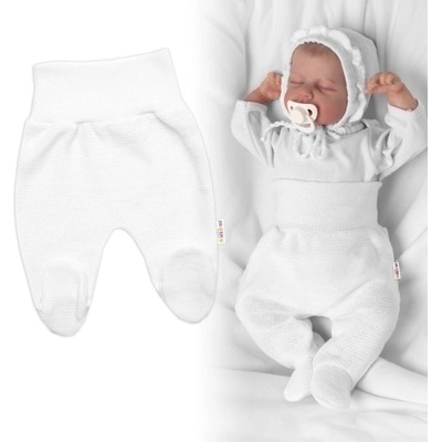 Baby Nellys Pletené dojčenské nohavice Hand Made biele