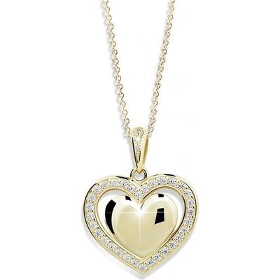 Cutie Jewellery Zlatý prívesok v tvare srdca so zirkónmi Z6305 2405 40 10 X 1