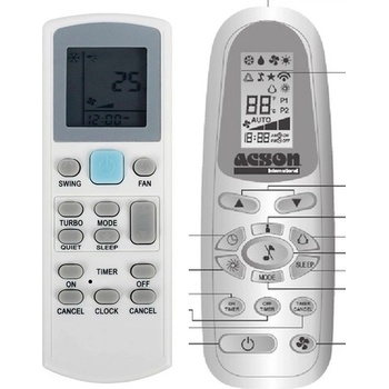 съвместим Acson awm07g, awm09g, awm10g, awm15g, awm15g2w - заместител дистанционно управление (awm07g, awm09g, awm10g, awm15g, awm15g2w)