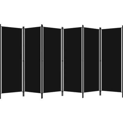 vidaXL 6-dielna deliaca stena do izby čierna 300 x 180 cm
