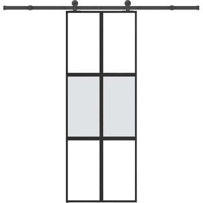 vidaXL Плъзгаща се врата с обков 76x205 см Закалено стъкло&Алуминий (3332974)