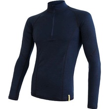 Sensor merino DF pánske tričko dl. rukáv zip deep blue