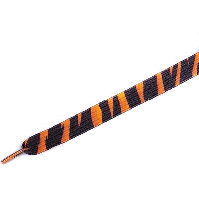Tobby zebra / Детски плоски еластични връзки за обувки - оранжево/черно 95 см (040617)