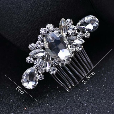 Naishide Jewelry Svatební hřeben do vlasů S KRYSTALY - stříbrná