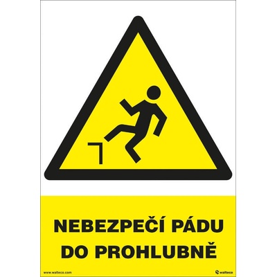 Walteco Nebezpečí pádu do prohlubně 210x297mm, formát A4, plastová tabulka Množství: 1 ks , 20024