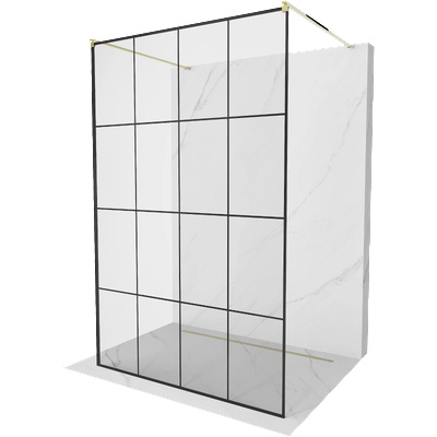 Mexen Kioto самостоятелна душ стена 130 x 200 см, черна решетка 8 мм, златна - 800-130-002-50-77 (800-130-002-50-77)