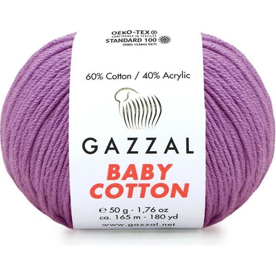 Gazzal Příze Baby cotton 3414 šeříková