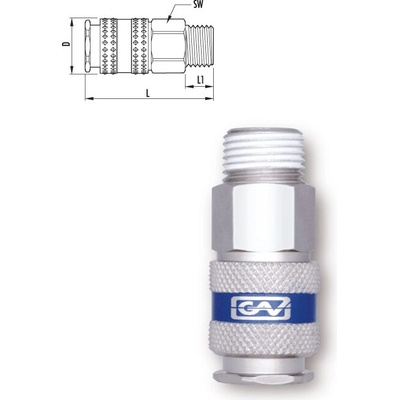 GAV BEZPEČNOSTNÍ RYCHLOSPOJKA MAGNUM 4000 STL.VZDUCH 1/2" vnější závit