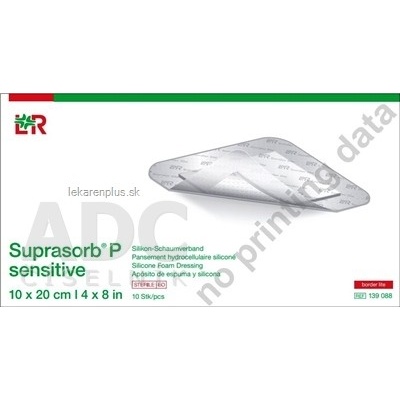 SUPRASORB P SENSITIVE silikónový penový obväz, border lite, 10 x 20 cm 10 ks