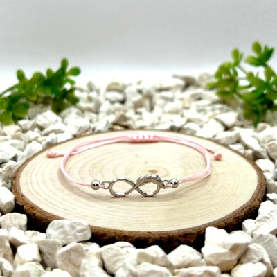 Certom Provázkový náramek se stříbrným symbolem nekonečna a peříčkem 0091