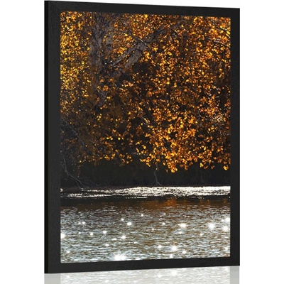 Plakát odraz listí v jezeře - 40x60 white