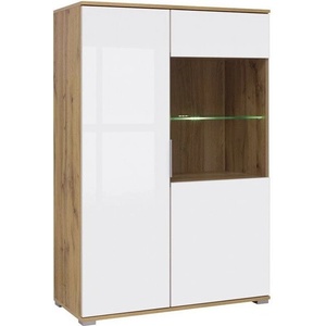 Bogdan Furniture Europe Витрина Zele REG1W1D/90-E20, дъб вотан/бял лак