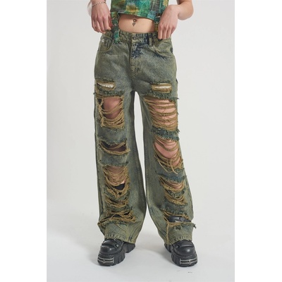 The Ragged Priest Дамски дънки The Ragged Priest Womens Dirty Wash Release Wide Leg Jeans - Dirty Wash