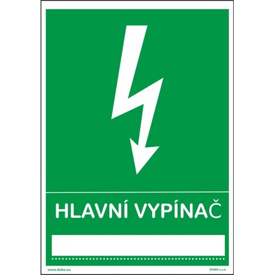 DUKO HLAVNÍ VYPÍNAČ Formát: 52 x 74 mm, Materiál: samolepící vinylová fólie