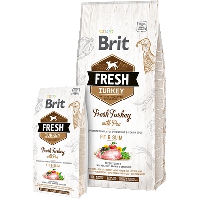 Brit Fresh Turkey with Pea Adult Fit & Slim за кучета склонни към наднормено тегло, с прясно пуешко месо и грах 2.5 кг