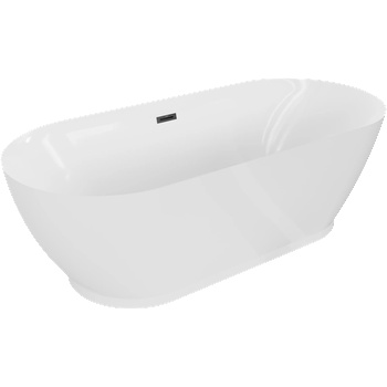 Mexen Roxy свободностояща вана 180 x 85 см, бяла, преливник черен - 51201808500-70 (51201808500-70)