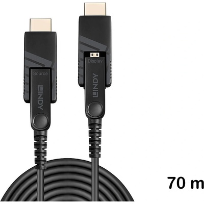 Lindy 4K60 Micro-HDMI хибриден фиброоптичен кабел 70m с разглобяеми HDMI и DVI конектори, Lindy 38325 (38325)