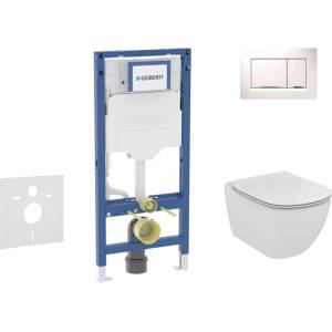Geberit Duofix - Комплект за монтаж пред стена, тоалетна Tesi и седалка, бутон Sigma20, бял/хром SANI11CD3120 (SANI11CD3120)