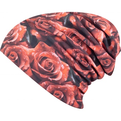 Ebbie bavlněná čepice culíkovka červené růže na černé