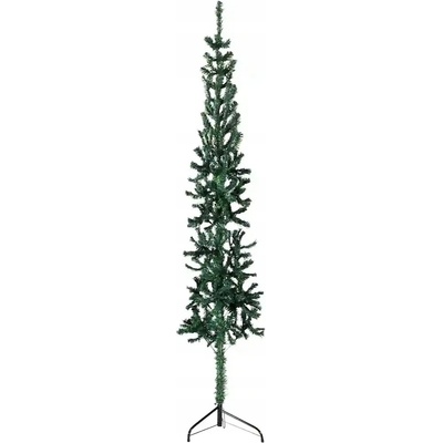 VidaXL Úzka polovičná vianočná stromček s podstavcom, umelá, zelená, 210 cm