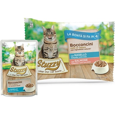 Stuzzy Cat Chunks treska a losos kúsky 4 x 85 g