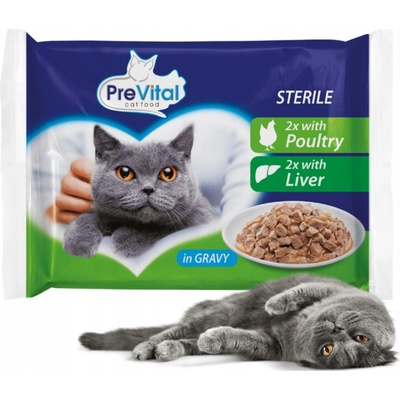 PreVital Cat Sterile hydina a pečeň v omáčke 4 x 100 g