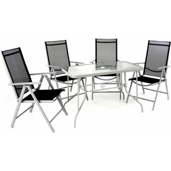 Garthen 40988 Záhradný skladací set stôl + 4 stoličky - čierna