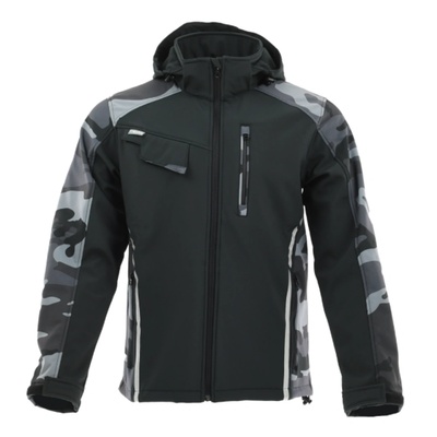 SARA Мъжко софтшел яке Standart Plus в черен камуфлажен цвят (1-13-640-57-25)
