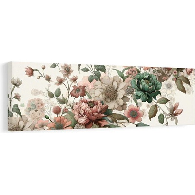 Obraz vintage květinový motiv - 120x40