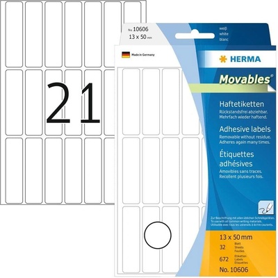 Herma Самозалепващи се етикети, за цени, 13 х 50 mm, бели, 6 (1540100141)