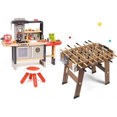 Smoby Set reštaurácia s elektronickou kuchynkou Chef Corner Restaurant s dreveným futbalovým stolom
