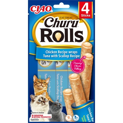 Churu cat tyčinky kura tuniak a hrebenatky 40 g