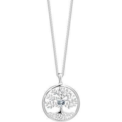Preciosa Stříbrný přívěsek s řetízkem Sparkling Tree of Life, s kubickou zirkonií Preciosa, bílý