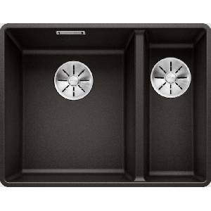 BLANCO Subline 340/160 - Мивка от Silgranit, 55x43 см, мивка отляво, черна 525984 (525984) Мивка за вграждане