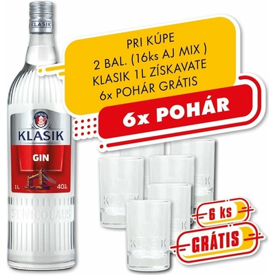 Gin Klasik 40% 1 l (čistá fľaša)