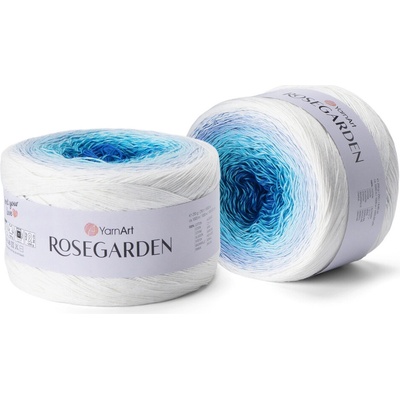 Yarn Art Rosegarden 305 modrá, tyrkysová, ledově modrá, jemná jeans, smetanová
