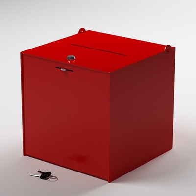 Najcenovky Akrylatový losovací box 250x250x250 mm biely červená farba