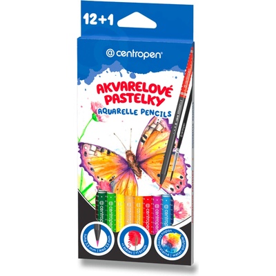 Centropen 9523 akvarelové pastelky 12 barev + štětec