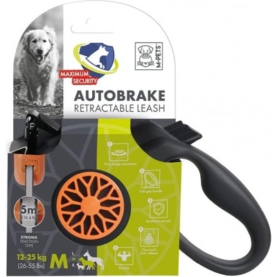 Mpets M-pet Autobrake - Автоматичен повод за куче с автоматично заключване, размер M - дължина 5 м, за кучета 12-25 кг, Белгия - 10830099