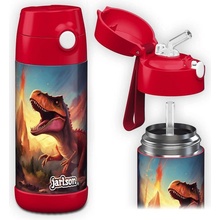 Jarlson Charli Dětská nerezová termoláhev s brčkem Dinosaurus II 350 ml