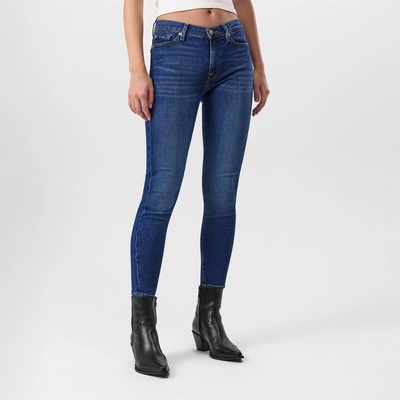 7 For All Mankind Дънки 7 For All Mankind Women's High-Waisted Cropped Skinny Jeans - Mid Blue