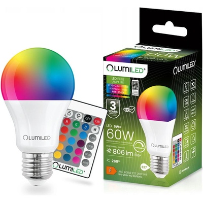 Lumiled LED žiarovka E27 A60 9W = 60W 806lm RGBW Stmievateľná