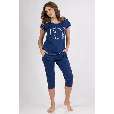 Regina Bavlnené dámské Mici modré s mačkou